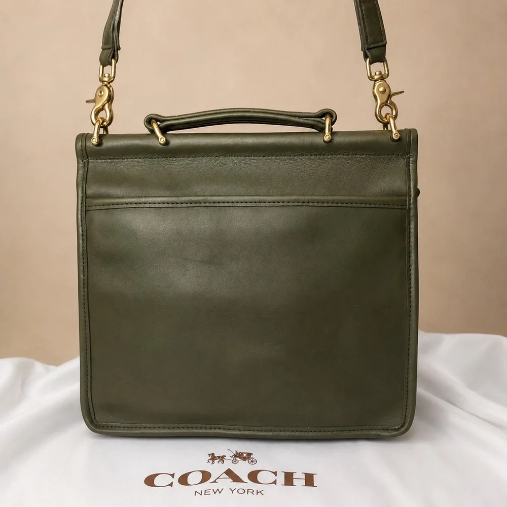 Vintage COACH WILLIS Loden Green Top Handle Turn Lock Bag 9927 COA NWT